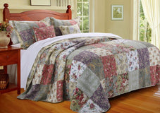 Blooming Prairie Patchwork Bedspread Set - Multi